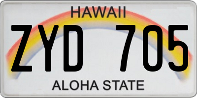 HI license plate ZYD705