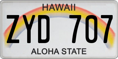 HI license plate ZYD707