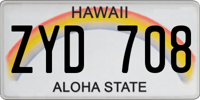HI license plate ZYD708