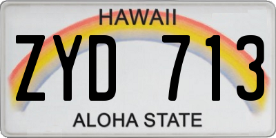 HI license plate ZYD713