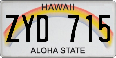 HI license plate ZYD715