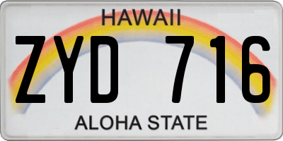 HI license plate ZYD716