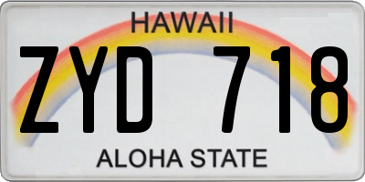 HI license plate ZYD718