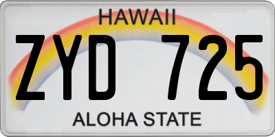HI license plate ZYD725
