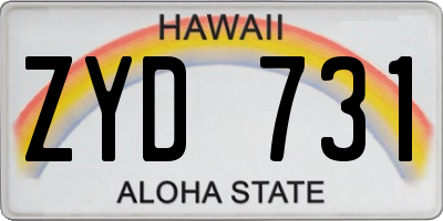 HI license plate ZYD731