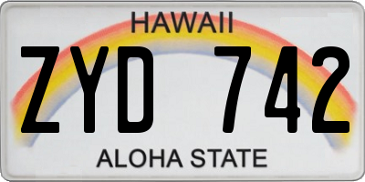 HI license plate ZYD742