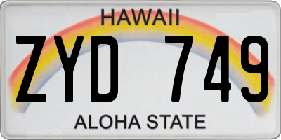 HI license plate ZYD749