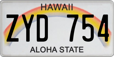 HI license plate ZYD754