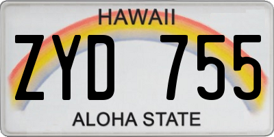 HI license plate ZYD755