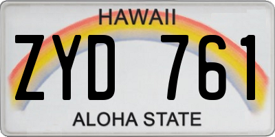 HI license plate ZYD761
