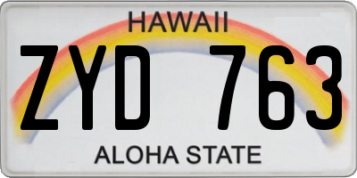 HI license plate ZYD763