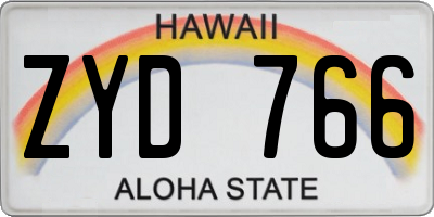HI license plate ZYD766
