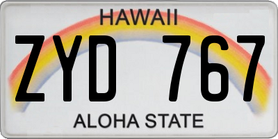 HI license plate ZYD767