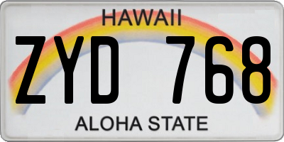 HI license plate ZYD768