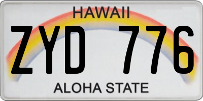 HI license plate ZYD776