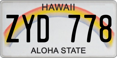 HI license plate ZYD778