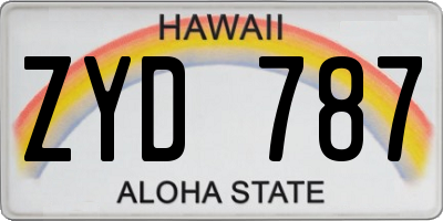 HI license plate ZYD787