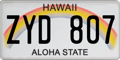HI license plate ZYD807