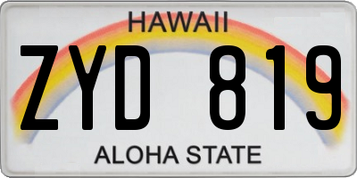 HI license plate ZYD819