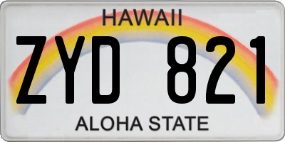 HI license plate ZYD821