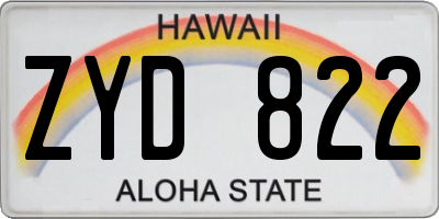 HI license plate ZYD822