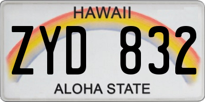 HI license plate ZYD832