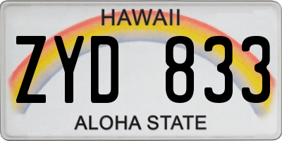 HI license plate ZYD833