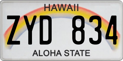 HI license plate ZYD834