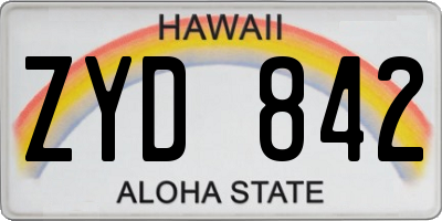 HI license plate ZYD842