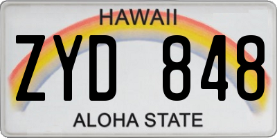 HI license plate ZYD848