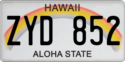 HI license plate ZYD852