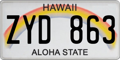 HI license plate ZYD863