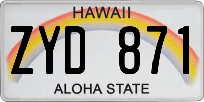 HI license plate ZYD871