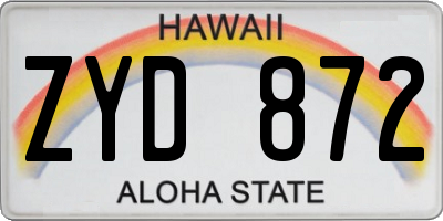 HI license plate ZYD872