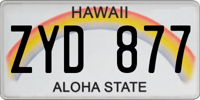 HI license plate ZYD877