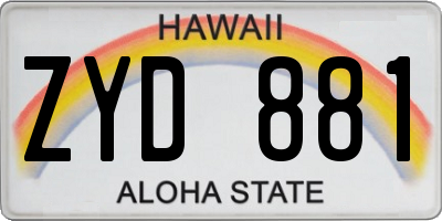 HI license plate ZYD881