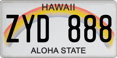 HI license plate ZYD888
