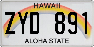 HI license plate ZYD891