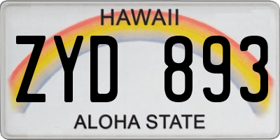 HI license plate ZYD893