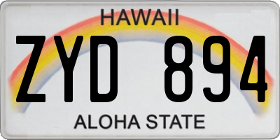 HI license plate ZYD894