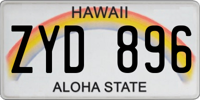 HI license plate ZYD896