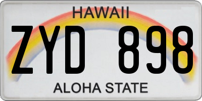 HI license plate ZYD898