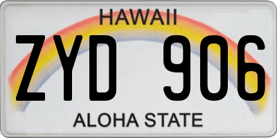 HI license plate ZYD906