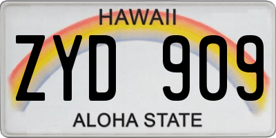 HI license plate ZYD909