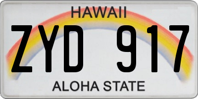 HI license plate ZYD917