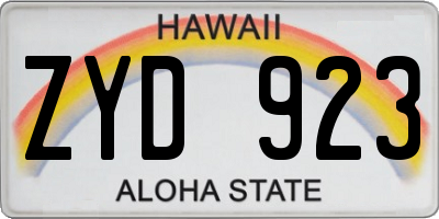 HI license plate ZYD923