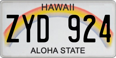 HI license plate ZYD924