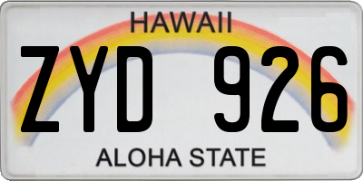 HI license plate ZYD926