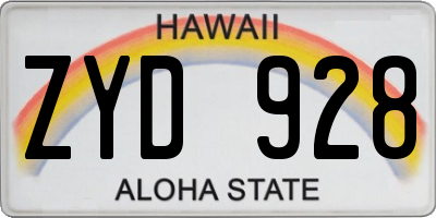 HI license plate ZYD928