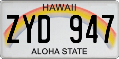 HI license plate ZYD947